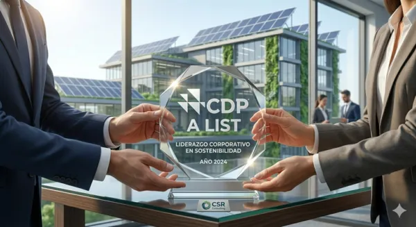 Reconocimiento de la A List del Carbon Disclosure Project entregado a una empresa líder por su desempeño ambiental y transparencia climática.